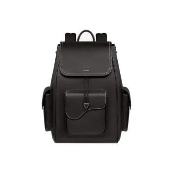 DIOR Saddle Grained Calfskin Backpack Men's Black