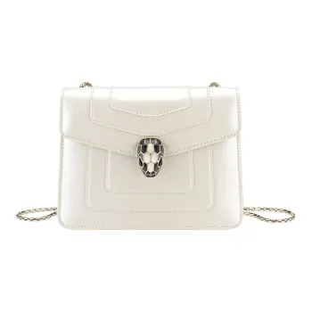 BVLGARI Serpenti Forever Calfskin Crossbody Bag Shoulder Bag Women's White Agate Color
