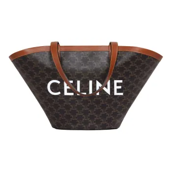 CELINE Couffin Canvas With Leather Binding Tote Bag Shopping Bag Handbag Large Size Women's Black/Brown