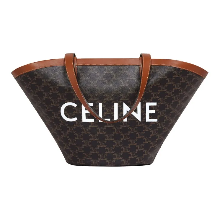 CELINE Couffin Canvas With Leather Binding Tote Bag, Shopping Bag, Handbag Tubas Women's Black/Brown-0