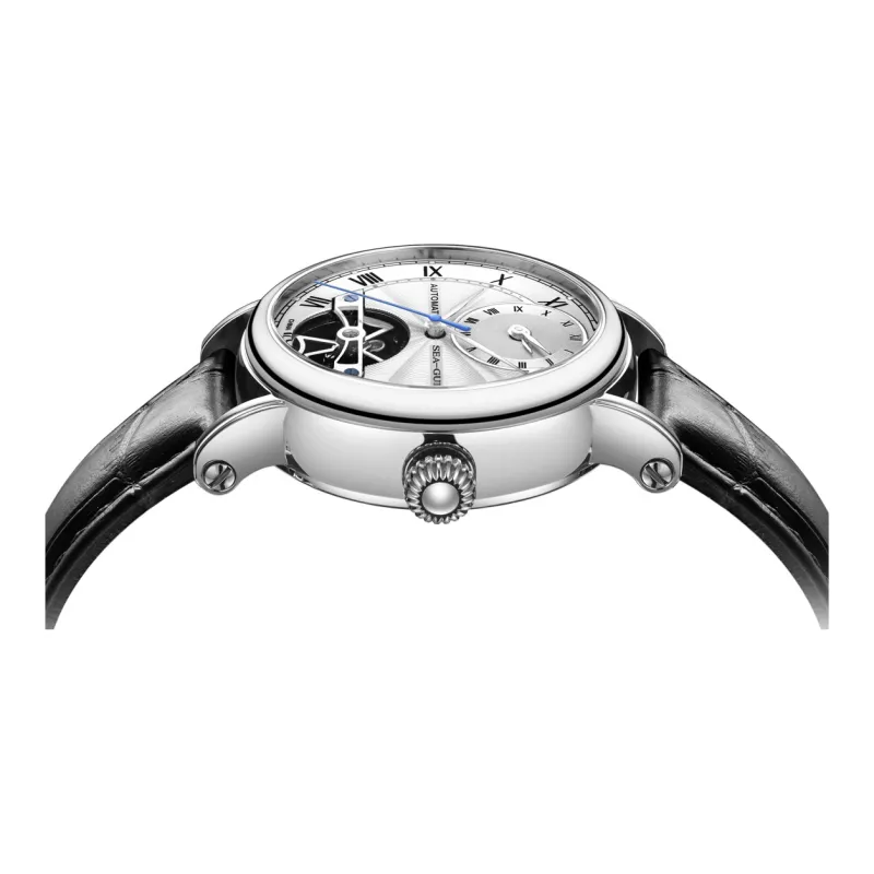 Sea Gull LE BRASSUS Automatic Mechanical Movement Cow Leather Strap Watch Men's Watches White Dial-2