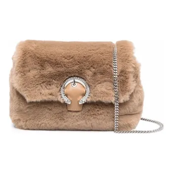 Jimmy Choo Faux Fur/Crystal Madeline Handbag, Shoulder Bag Women's Light Umber