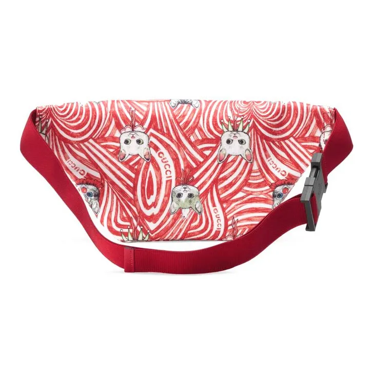 GUCCI Yuko Higuchi Collaboration Canvas With Leather Fanny Pack, Sling Bag, Kids' Bag Kids' Red/White-6