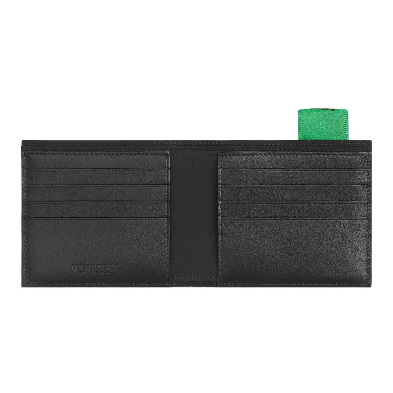 Bottega Veneta Elastic Band Bi fold Wallet Black / Green-2