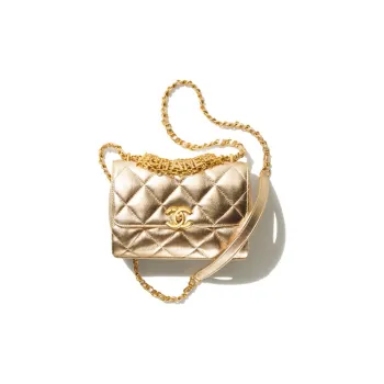 CHANEL Sheepskin Shoulder Bag, Crossbody Bag Mini Women's Gold