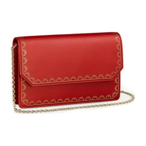 CARTIER GUIRLANDE Calfskin Shoulder Bag Crossbody Bag Women's Red