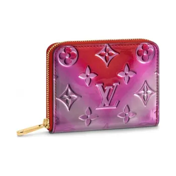 LOUIS VUITTON Zippy Lacquered Finish Calfskin Coin Purse Women's Gradient Pink