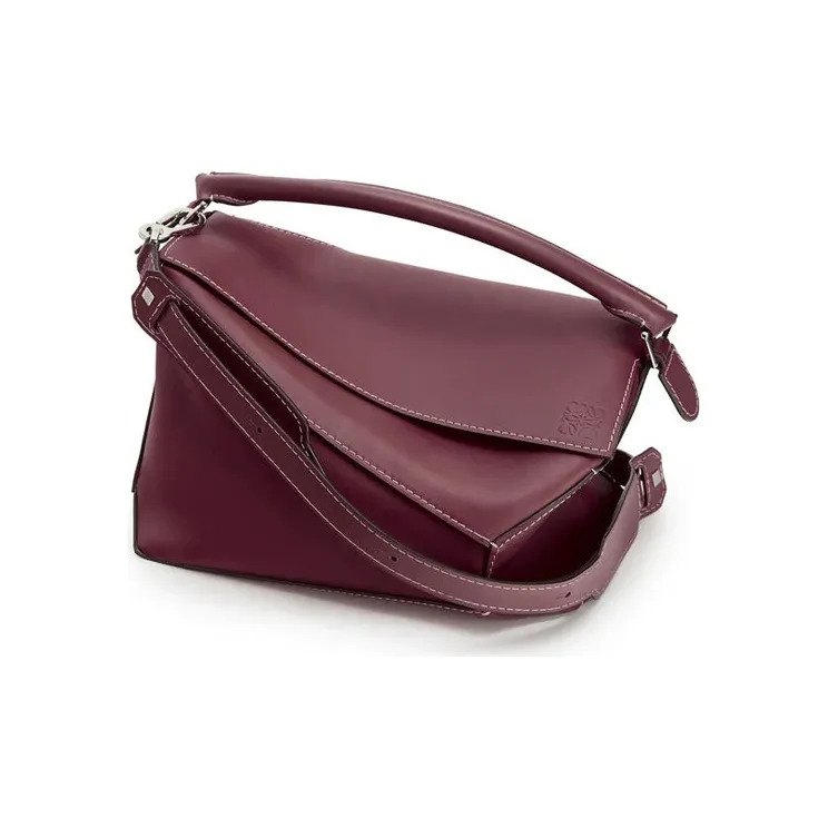 LOEWE Puzzle Cow Leather Geometric Bag Puzzle Bag Shoulder Bag Crossbody Bag Handbag Large Size Men's Burgundy-3