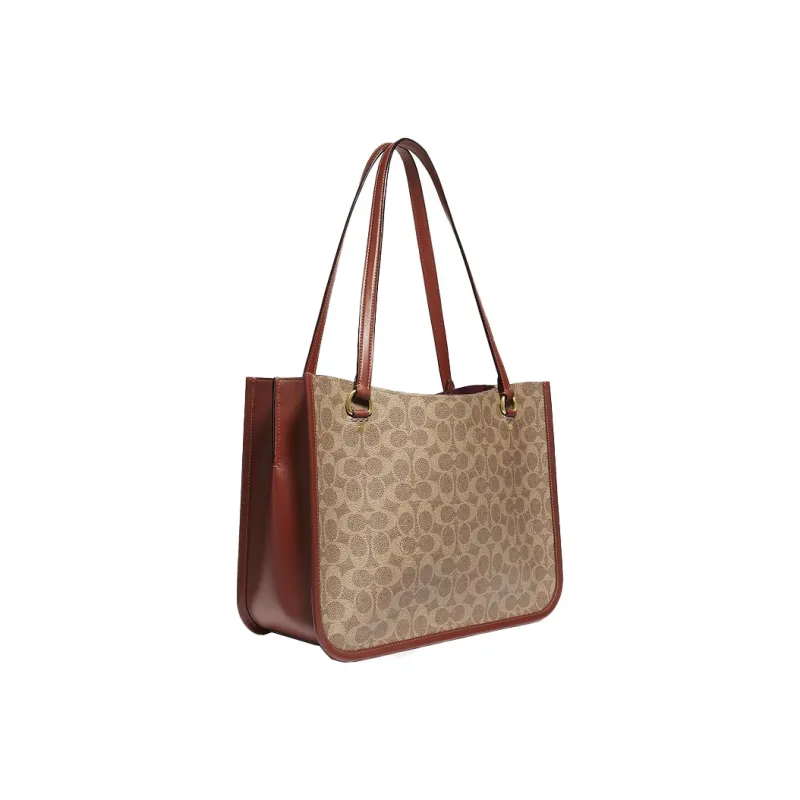 COACH Tyler Leather Handbags Shoulder Bags Women's Orange Red & Brown-1