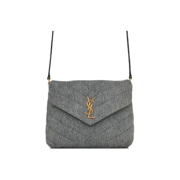 SAINT LAURENT LOULOU Denim Cloud Bag Pillow Bag Shoulder Bag Crossbody Bag Mini Women's Light Blue