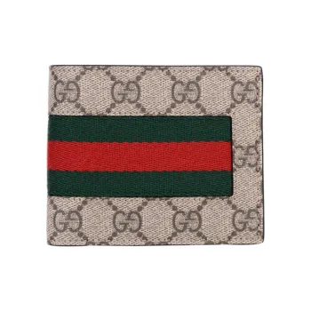 GUCCI Canvas With Leather Wallet Men's Ebony/Brown
