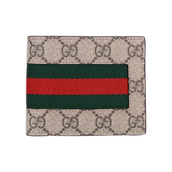 GUCCI Canvas With Leather Wallet Men's Ebony/Brown-0