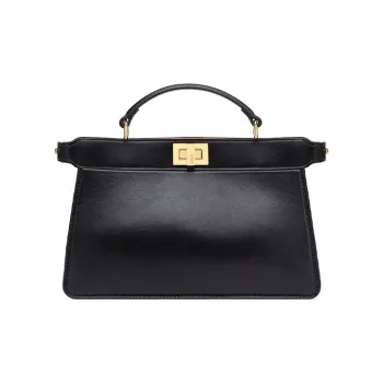 FENDI Peekaboo ISeeU Leather Trunk Bag Portable Crossbody Bag Shoulder Bag Women's Black