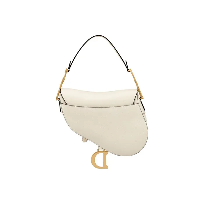 DIOR Saddle Grained Calfskin Saddle Bag Handbag, Shoulder Bag Women's White-2