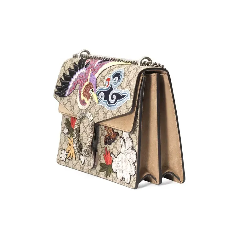 GUCCI Canvas With Leather Bacchus Bag Crossbody Bag Shoulder Bag Medium Size Women's Beige-1
