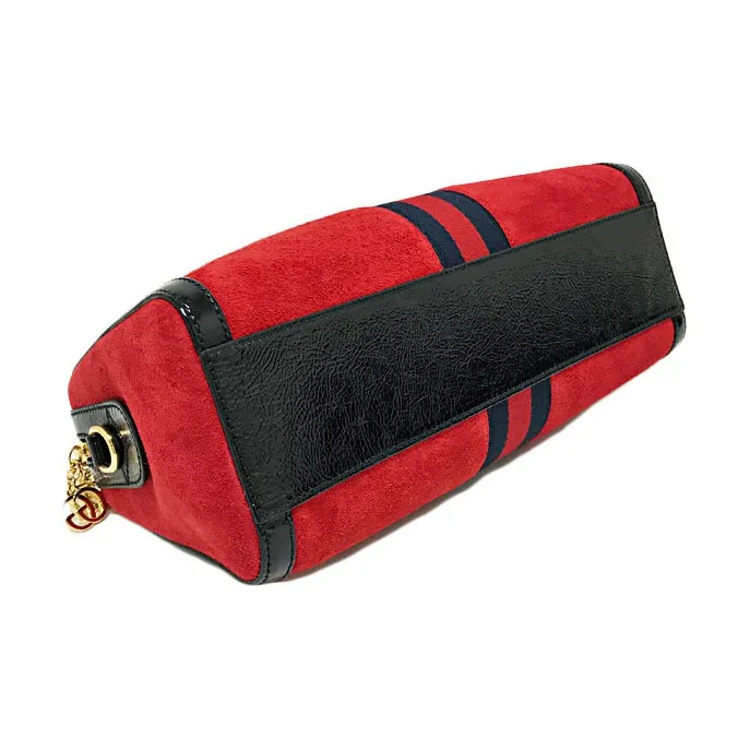 GUCCI Ophidia Patent Leather Binding Suede Shoulder Bag Crossbody Bag Handbag Medium Size Women's Red-2