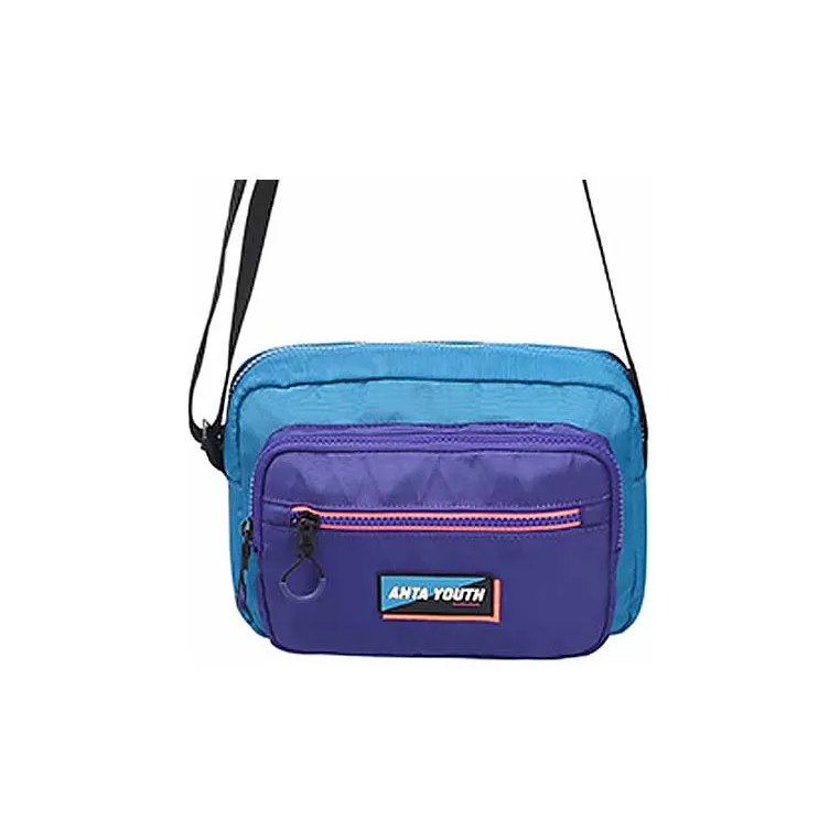Anta Nylon Small Square Bag Shoulder Bag Crossbody Bag Unisex Blue Purple-0