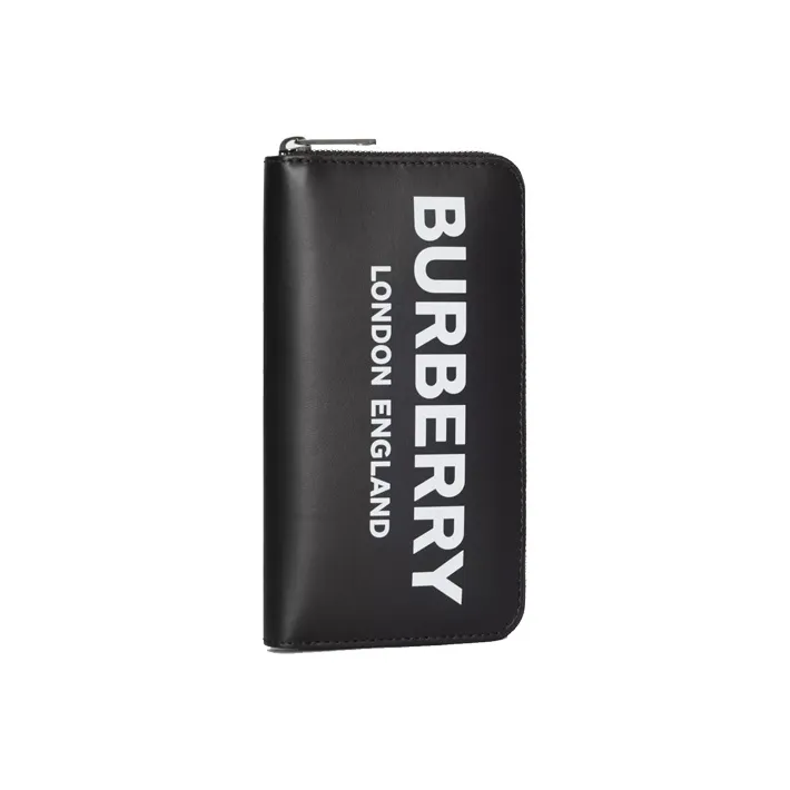 Burberry Cow Leather Money Clip Clutch Wallet Unisex Black-1