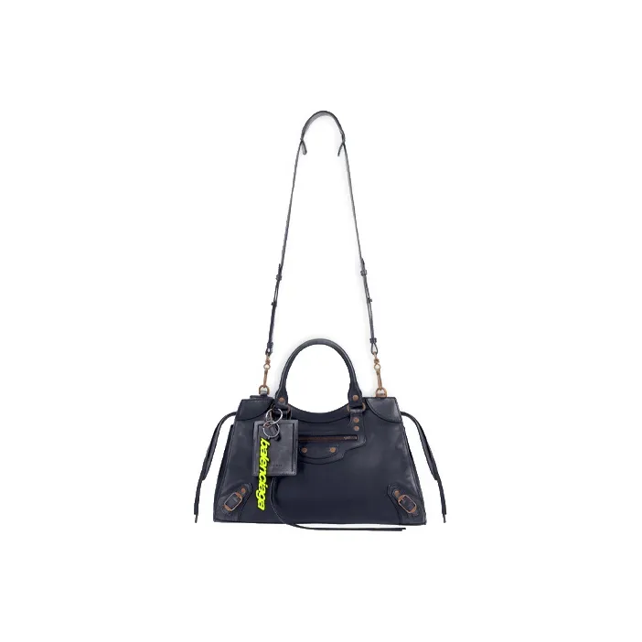 Balenciaga Neo Classic Cow Leather One Shoulder Handbags Regular Men's Dark Blue-4