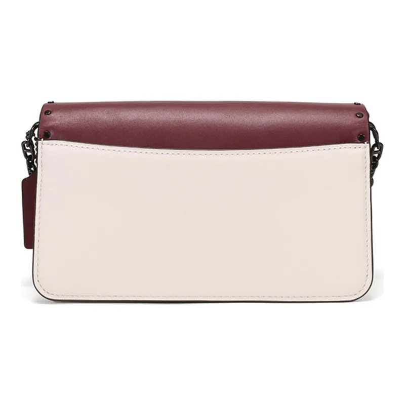 COACH Leather Chain Bag Shoulder Bag Small Size Women's Burgundy Chalk White-3