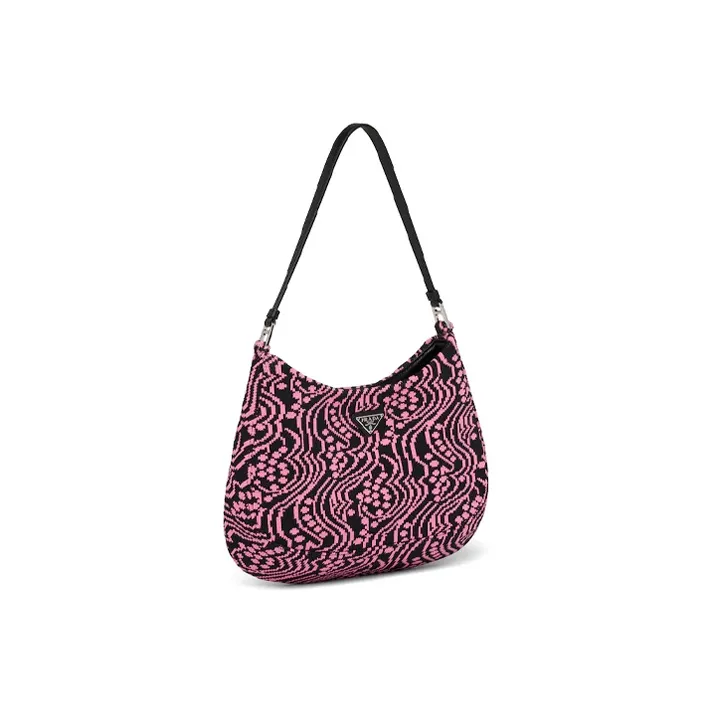 PRADA Leather One Shoulder Handbags Women's Black & Pink-1