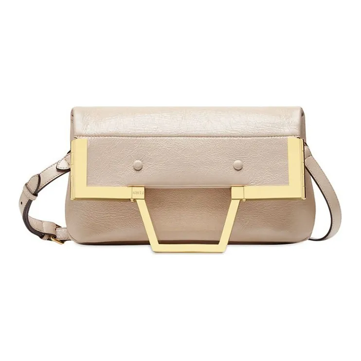 FENDI Sheepskin Tote Handbag Shoulder Bag Crossbody Bag Small Size Women's Light Pink-0