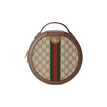 GUCCI Ophidia Canvas With Leather Round Cake Bag Handbags Earphone Cases Unisex Ebony/Brown