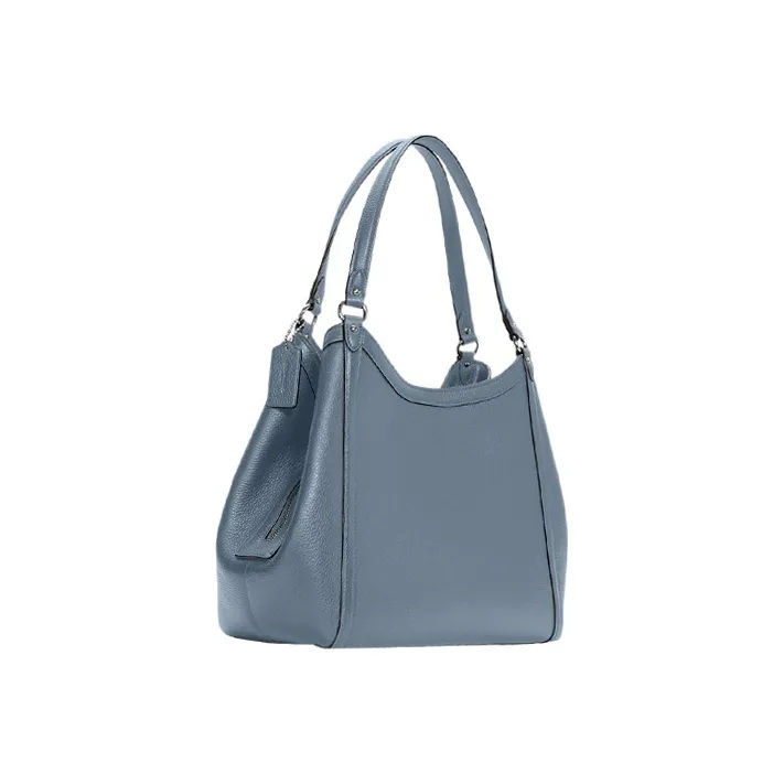 COACH Kristy Pebble Leather Bucket Bag, Handbag, Crossbody Bag, Shoulder Bag Large Size Women's Haze Blue-1