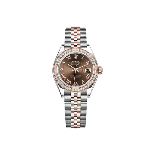 ROLEX Women's Apparel Log Series Automatic Mechanical Movement Women's Watch 28mm Coffee Watch Dial Oystersteel Strap