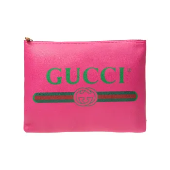 GUCCI Leather Clutch Medium Size Unisex Fuchsia