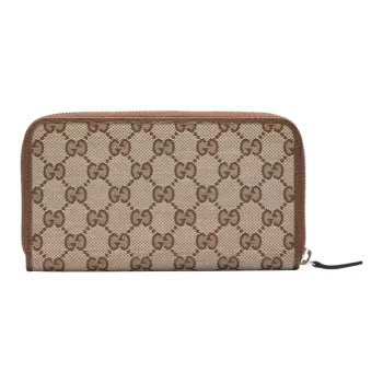GUCCI Canvas With Leather Wallet Women's Ebony/Brown