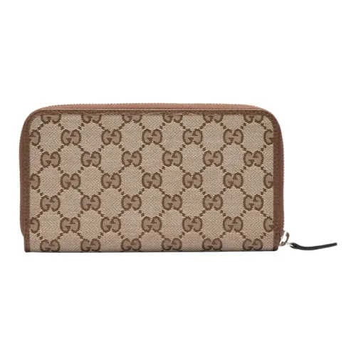 GUCCI Canvas With Leather Wallet Women's Ebony/Brown