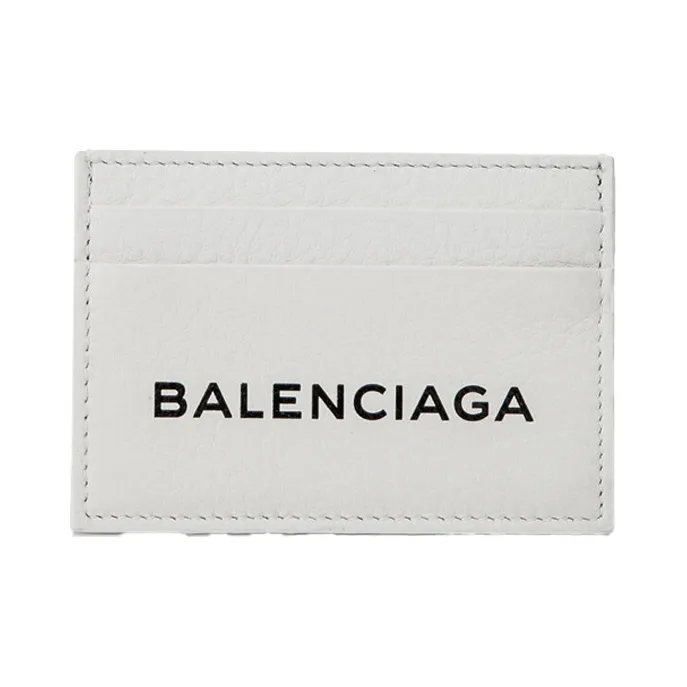 Balenciaga Leather Card Holder Unisex White-0