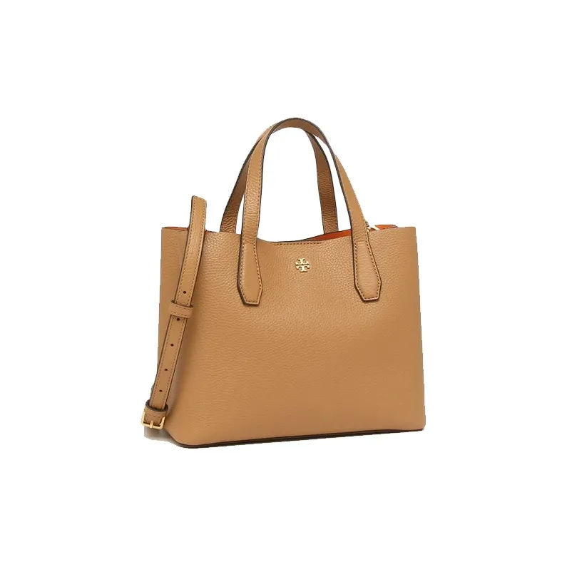 TORY BURCH Leather Tote Bag, Shopping Bag, Shoulder Bag, Handbag Tubas Women's Cognac-1
