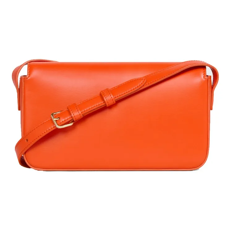 CELINE Triomphe Shiny Cow Leather Crossbody Bag Women's Bright Orange-2
