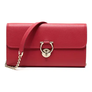 FERRAGAMO Cow Leather Crossbody Bag, Clutch, Shoulder Bag Women's Red