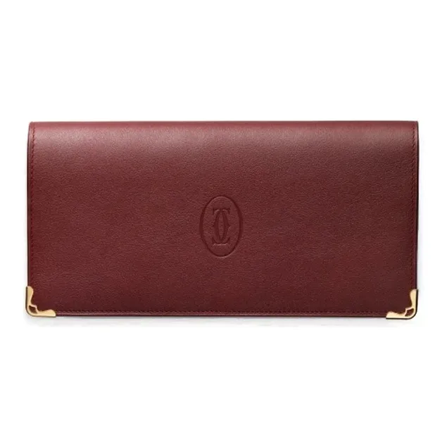CARTIER Cow Leather Card Holder Wallet Women's Burgundy-0