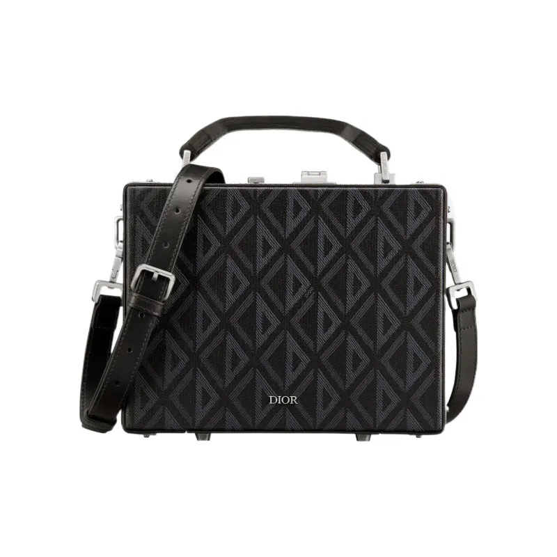 DIOR Lock Cow Leather Shoulder Bag Crossbody Bag Men's Black-0