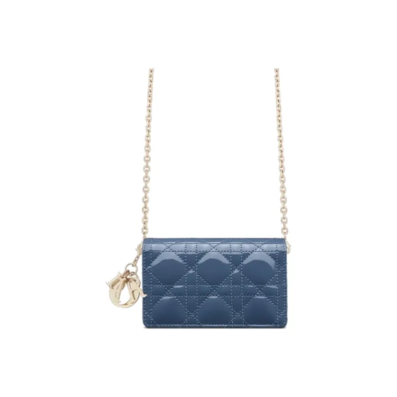 DIOR Lady Dior Cow Leather Clutch, Shoulder Bag, Crossbody Bag Women's Denim Blue-4
