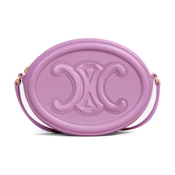 CELINE Smooth Cow Leather Mooncake Bag Oval Handbag Shoulder Bag Crossbody Bag Women's Purple