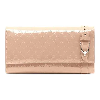 GUCCI Patent Leather Wallet Women's Nude Pink Candy Color