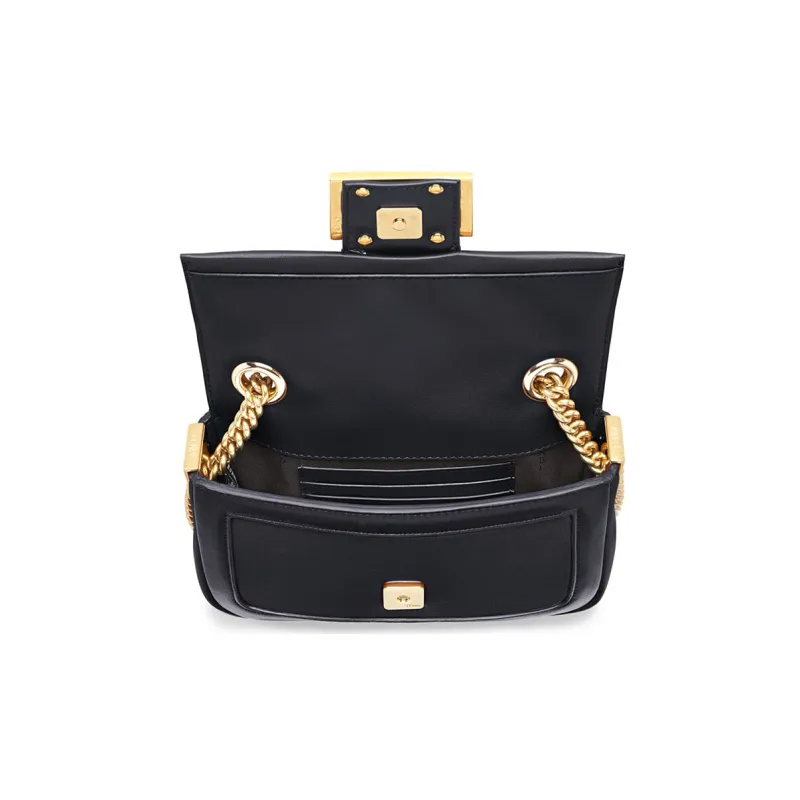 FENDI Baguette Sheepskin Handbag Mini Women's Black-3
