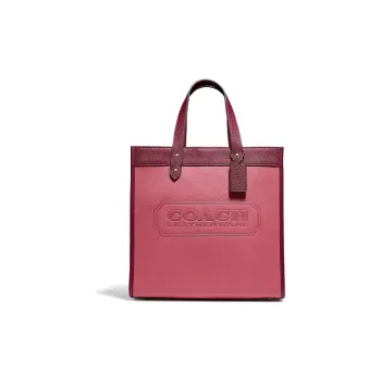 COACH Field Leather Tote Bag, Single Shoulder Crossbody Handbag Tubas Women's Strawberry Rouge Red