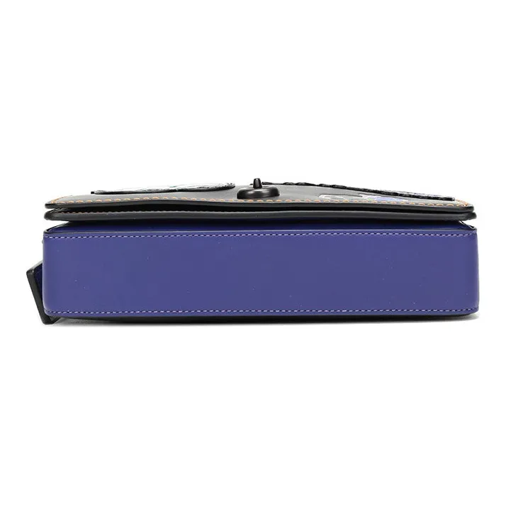 COACH Disney, Collaboration Dinky Leather Shoulder Bag, Crossbody Bag Medium Size Women's Black & Blue-3