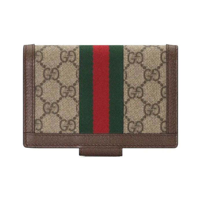 GUCCI Canvas With Leather Passport Holder Unisex Ebony/Brown-2