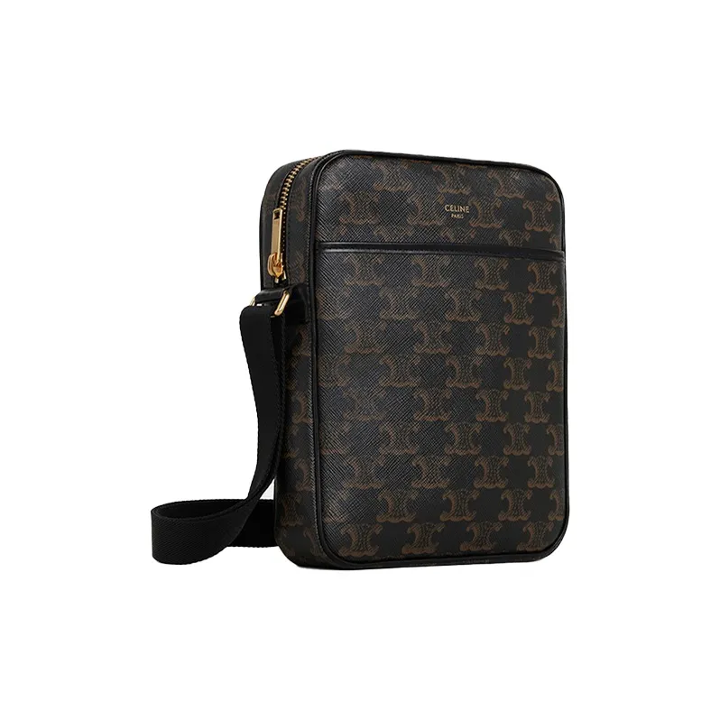 CELINE Cow Leather Messenger Bag Shoulder Bag Unisex Black-2