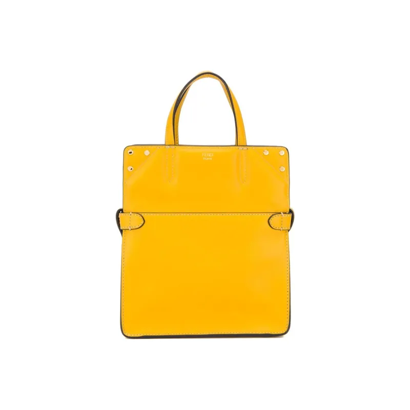 FENDI Cow Leather Shoulder Bag Tote Women's Yellow-1