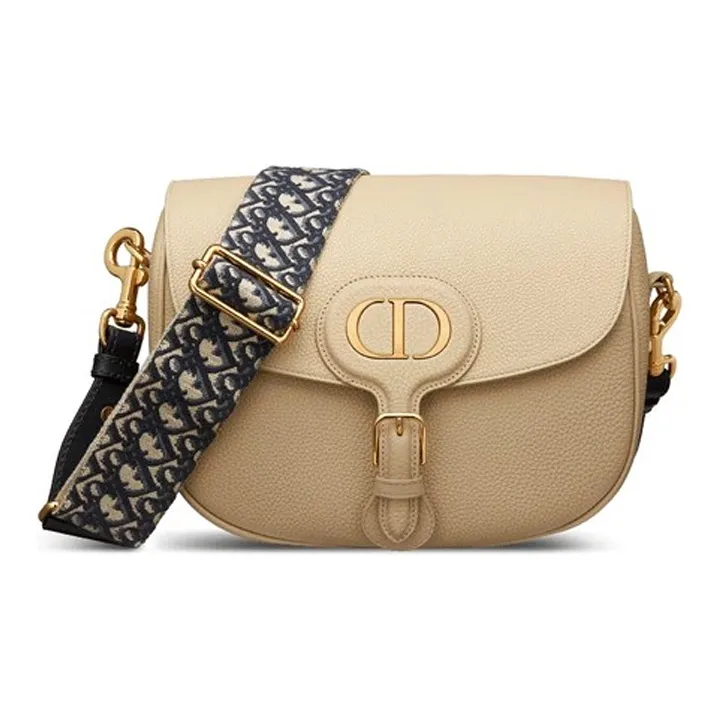 DIOR Bobby Grained Calfskin Shoulder Bag, Crossbody Bag Large Size Women's Beige Brown-0