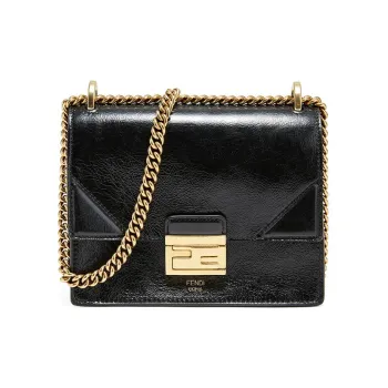 FENDI Kan U Sheepskin Small Square Bag Shoulder Bag Crossbody Bag Small Size Women's Black