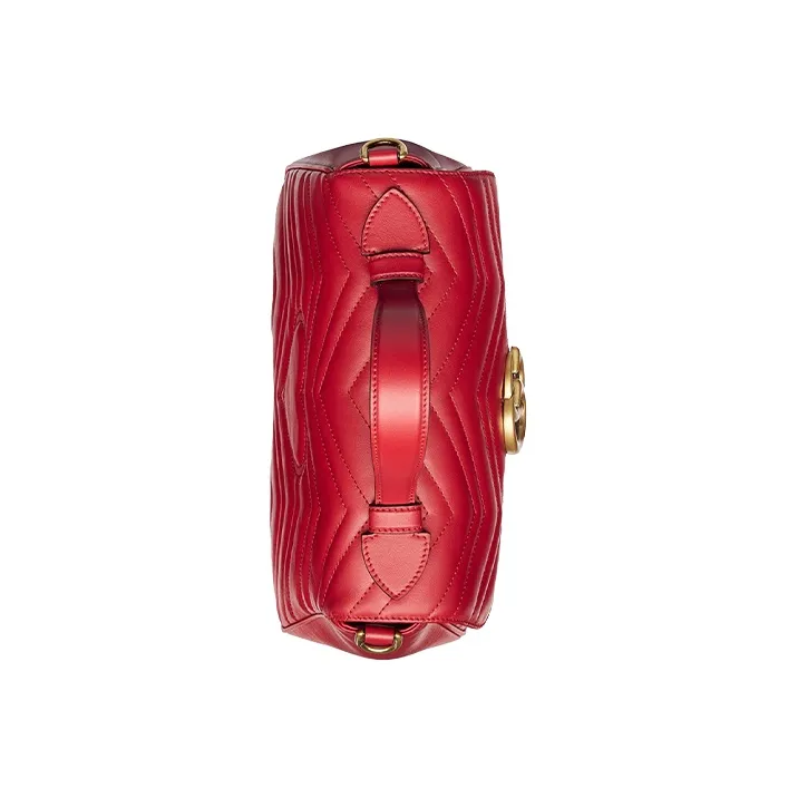 GUCCI GG Marmont Leather Messenger Bag, Shoulder Bag, Crossbody Bag, Handbag Small Size Women's Red-4